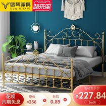 Ouqin European modern minimalist princess wrought iron bed Iron frame Steel frame Double single child 1 2 1 5 1 8 meters