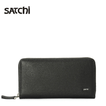 Satchi Satchi handbag leather clutch Large capacity cowhide handbag Mens long zipper business wallet bag