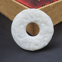 Blue field jade leopard Pendant Pendant pendant pendant Ping An Circle Yupei jade pendant with double face engraving neck decoration sweater pendant Han clothes accessories