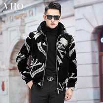 Golden Sink jacket mens sheep cutting wool one short skull Tide brand imitation fur sheep wool coat winter