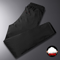 Mens outdoor fashion down pants wear slim and thick warm white duck down young students northeast down cotton pants
