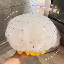  Shower cap summer net red waterproof womens fashion bath headgear household female baby childrens hair cover anti-fume special