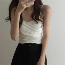 Autumn Korean version 2021 New slim slim design sense cross beauty back wear inside wear small camisole womens clothing