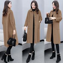 Anti-season clearance coat womens long 2021 Korean autumn and winter lantern sleeve woolen coat women loose woolen coat