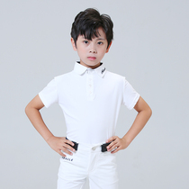 Short-sleeved childrens summer ultra-thin quick-drying equestrian mens lapel race training top riding equipment T-shirt