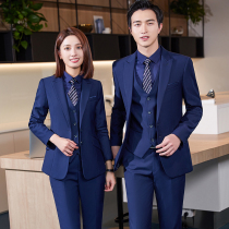 Autumn and winter suit suit men and women of the same style 2021 fashion non-perm anti-wrinkle black suit business overalls formal