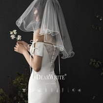 Dear White "Cloud Network" Retro Forest Wedding Ceremony Light Wedding Dress Female Travel Photograph Short Bride Headdress Simple