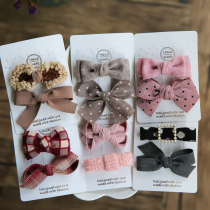 Cute children hair accessories full cloth safe baby hairclip handmade bow baby hair card little girl headgear