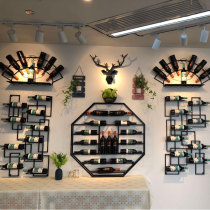 Bar bar bar wine rack creative restaurant wall-mounted wine cabinet rack vintage red wine display rack on the wall