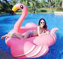 Foreign trade thick neck Flamingo Sea inflatable floating bed swimming circle water bed net red holiday photography props