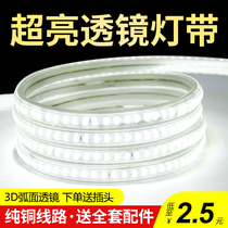 led light strip living room household 220V ceiling three-color decoration outdoor super bright waterproof neon strip light card slot