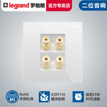 Rogrand switch socket panel shindian white two-position audio four-connector speaker signal type 86
