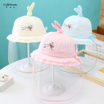Baby hat spring and autumn female baby anti-droplet mask epidemic protection isolation sunshade Rabbit princess fishermans hat
