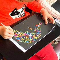 Primary School students scratch paper young children colorful creative hand painted 8K hand scrape paper diy non-toxic 16 graffiti 10