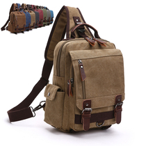 Mens Chest Bag Mens Canvas Skew Satchel Casual Mens Bag Versatile Single Shoulder Double Shoulder Bag Dual-use Backpack Men s