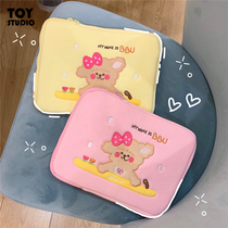 Japanese girl heart cartoon puppy ipad bag plush tablet storage bag 11 inch thick plus velvet inner bag