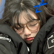 Milk tea color glasses frame female Japanese round makeup artifact winter anti-fog myopia glasses can be equipped with anti-blue light