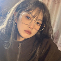 Anti-radiation anti-blue glasses female Korean version of tide retro gold silk big frame with degree big round face suitable glasses
