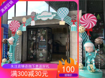 Door arch Wrought iron Christmas scene Mall Meichen layout 4S shop exhibition hall atrium decoration FRP props