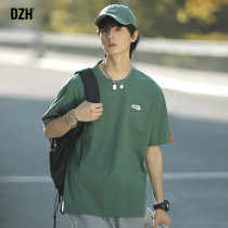 Boy Green Pure Cotton Short Sleeve Male Tide Card Tshirt Trendy Loose Mens 2022 New Half Sleeve Blouse Body Shirt