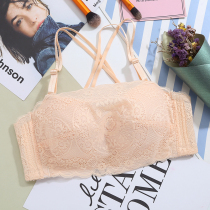 Beauty back bra gathered thin lace female rimless cross belt sexy underwear Anti-light bandeau summer