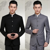 Autumn mens stand collar tunic suit Korean slim business leisure wedding ceremony groom youth suit jacket