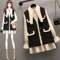 Pregnant women autumn dress 2021 Spring and Autumn new professional work suit fashion Korean version of two-piece skirt women