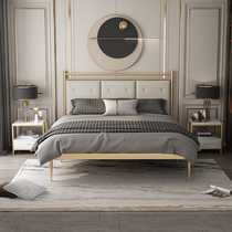 Nordic iron bed ins Net red princess bed Golden soft bag single double light luxury iron bed modern simple iron frame bed