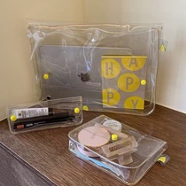una Korean ins blogger Secondmorning lemon PVC transparent pencil bag cosmetic case iPad storage bag