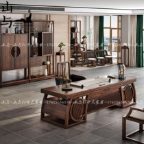 New Chinese office table and chair combination solid wood boss table high-end modern large class atmospheric manager office furniture