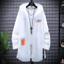 2021 summer new windbreaker mens thin mid-long cape Korean version of the tide brand student summer clothes ice silk sunscreen clothes