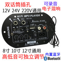 6 inch 8 inch 10 inch double microphone jack High Power FM Bluetooth car amplifier board 12V24V220V subwoofer core