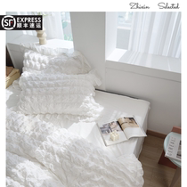 New Princess Wind Pure Cotton Pure White Spring Autumn Four Pieces Small Clear New Red Bed Linen Bed Hat Bedding bedding