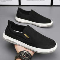 Canvas mens shoes summer breathable leisure work labor insurance sneakers mens lazy slip on black old Beijing cloth shoes