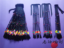 Female-style long straight hair wig ponytail Tibetan ornaments small braid ethnic wind touristic headwear tie-belt horsetail
