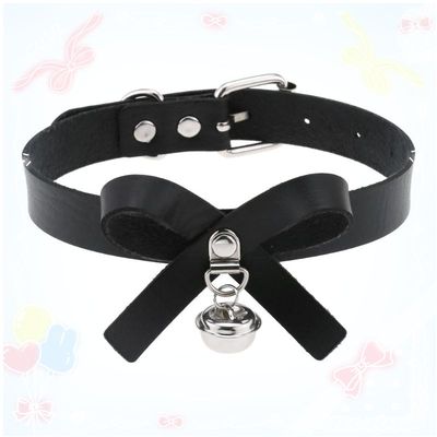 taobao agent Penchu Gothic Windshara Soft Girl Animation two -dimensional bow neck neck with Xiaoling Dang Bang necklace PU leather ring