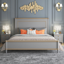 American light luxury solid wood bed 1 8 meters double bed Master bedroom bed Modern simple 1 5 meters white princess bed