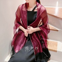 The alcoholic red double silk scarf drilling silk dress dress shawl scarf dress for a long spring and autumn woman