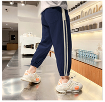 Boys anti-mosquito pants Summer thin childrens pants 2022 New cotton linen CUHK Scout Breathable 90% Pants Tide