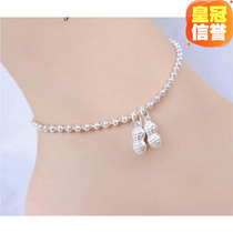 Lao Fengxiang Yun Silver Ants Chain Women Transfer Beads Bells Angel Peanut Pendant 999 Foot Silver Foot Decoration Gift
