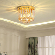 European crystal ceiling lamp gold Round LED living room bedroom dining hall lamp corridor lamp aisle entrance lamp