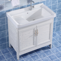 Ceramic laundry basin one-piece basin floor bathroom cabinet wash basin wash basin with washboard sink balcony wash closet