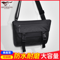 Seven Wolves Men Single Shoulder Bag Large Capacity Diagonal Cross Pack Oxford Light Multifunction Commuter Bag Men Poor Bag