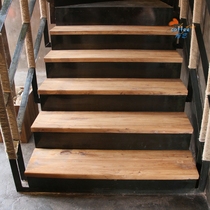  Old elm room beam stair stepping board Old door panel weathered stair handrail solid wood old floor size customization