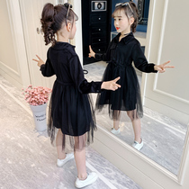 Girl Lian Dress Spring Dress 2022 New Korean Version Foreign Air Girl Princess Dresses Dress Shirt Dress Spring Autumn Childrens Skirts