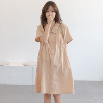 Maternity dress summer thin section small trendy mom short sleeve fashion Western style medium long summer casual shirt skirt