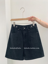  BABO denim shorts female Kabodo 71029 spring and autumn new pants European high waist black thin wide leg pants