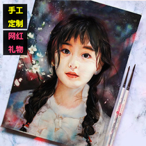 Sketch portrait custom live-action photo turn hand-painted head portrait color lead painting figure portrait generation painting watercolor oil painting decoration