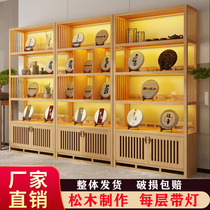 Bogo frame solid wood Chinese style dobao Pavilion rack pine tea cabinet tea room display cabinet porcelain Jade display cabinet