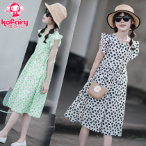 Girl dress summer thin temperament childrens skirt summer dress new foreign style Korean version of the child sister dress tide